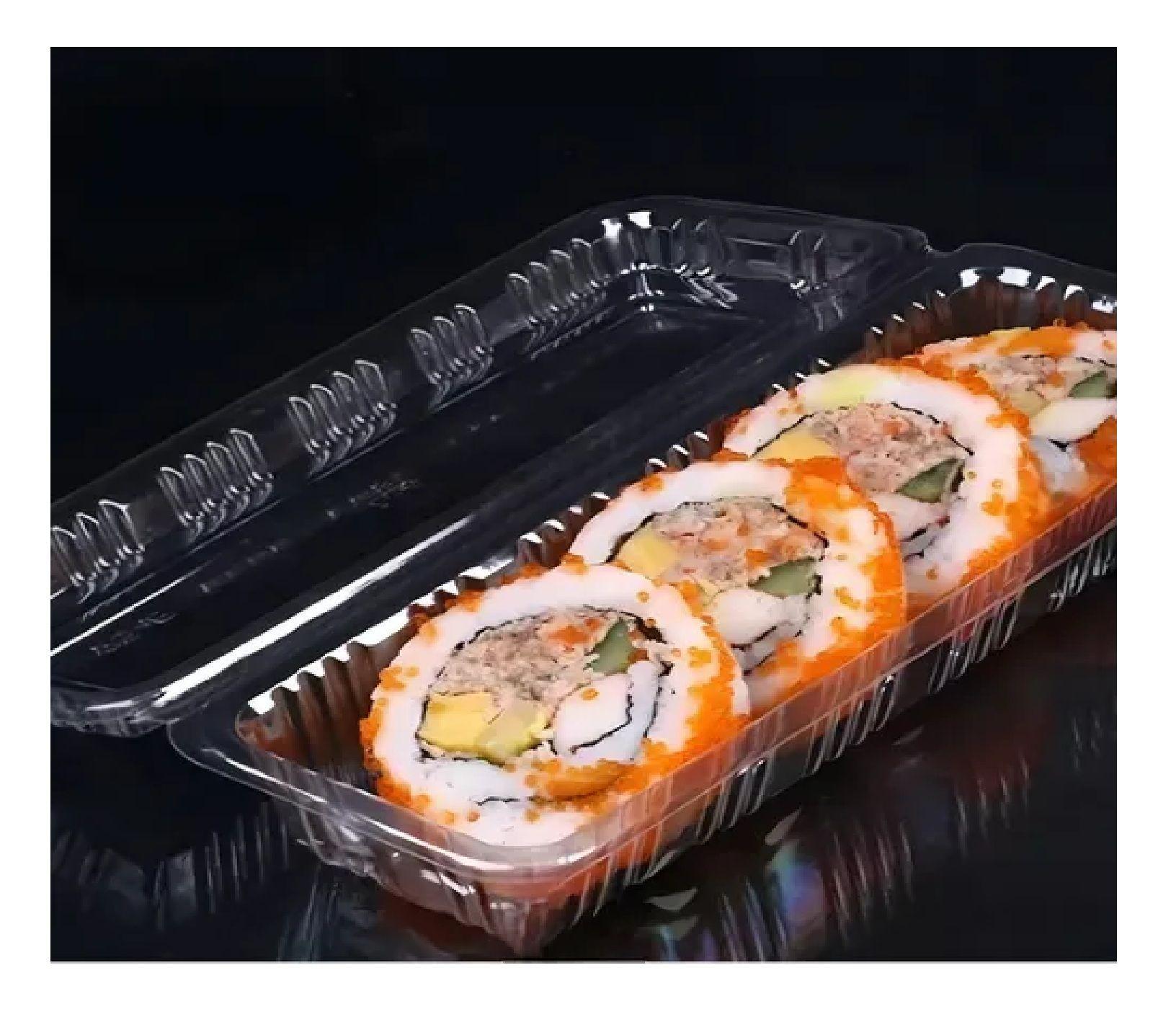 200 Envases Para Sushi Bandeja Plastica Transparente 2 Rolls-7