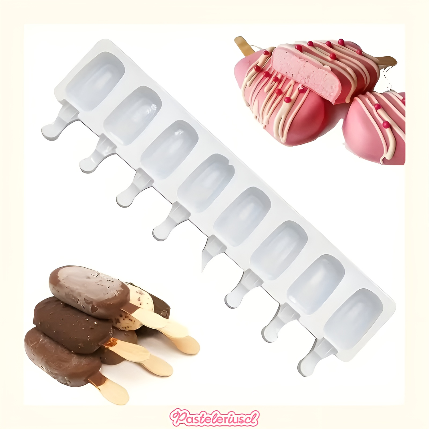 moldes de silicona para helado Molde Paletas helado 8cav mini helado Magnum-3