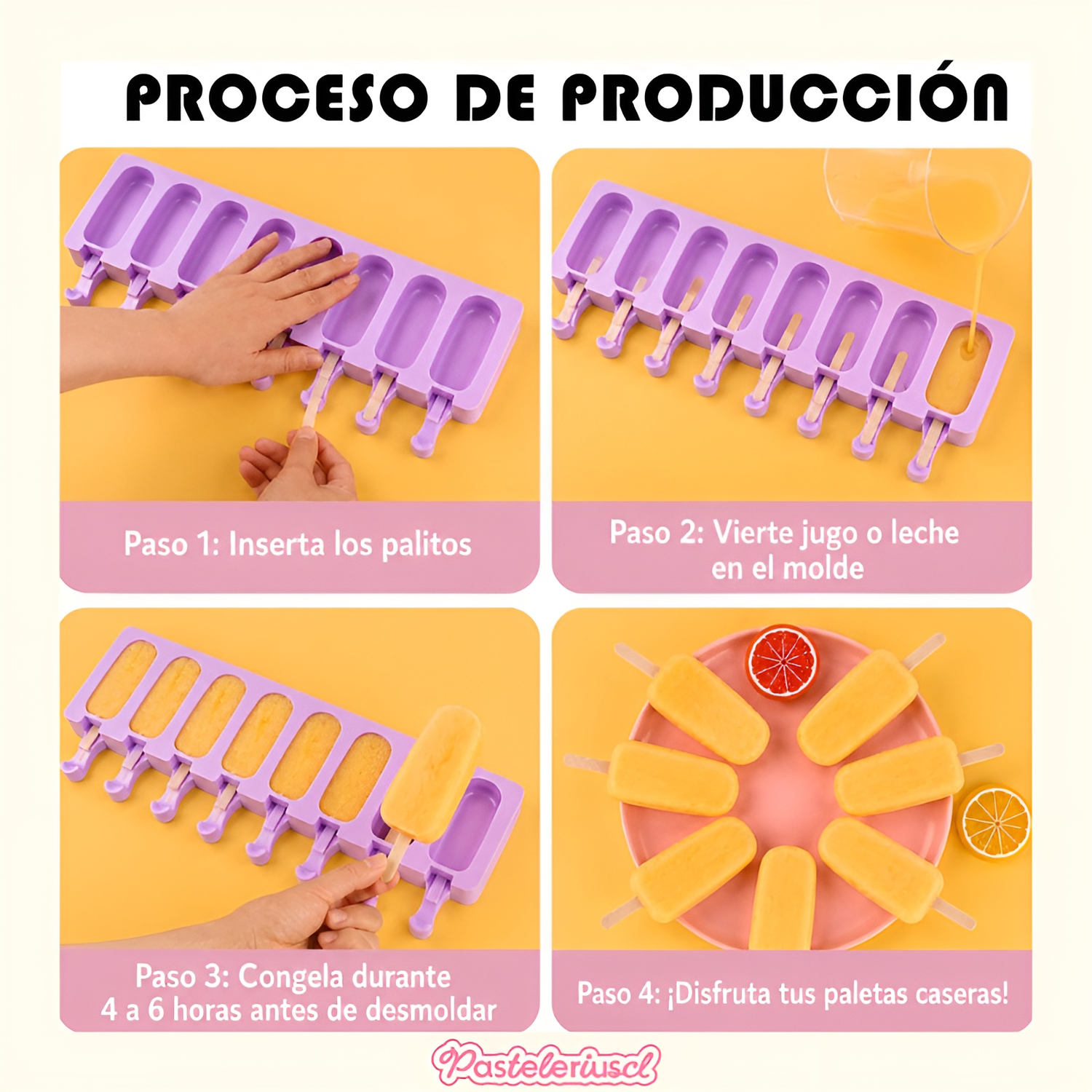 moldes de silicona para helado Molde Paletas helado 8cav mini helado Magnum-4