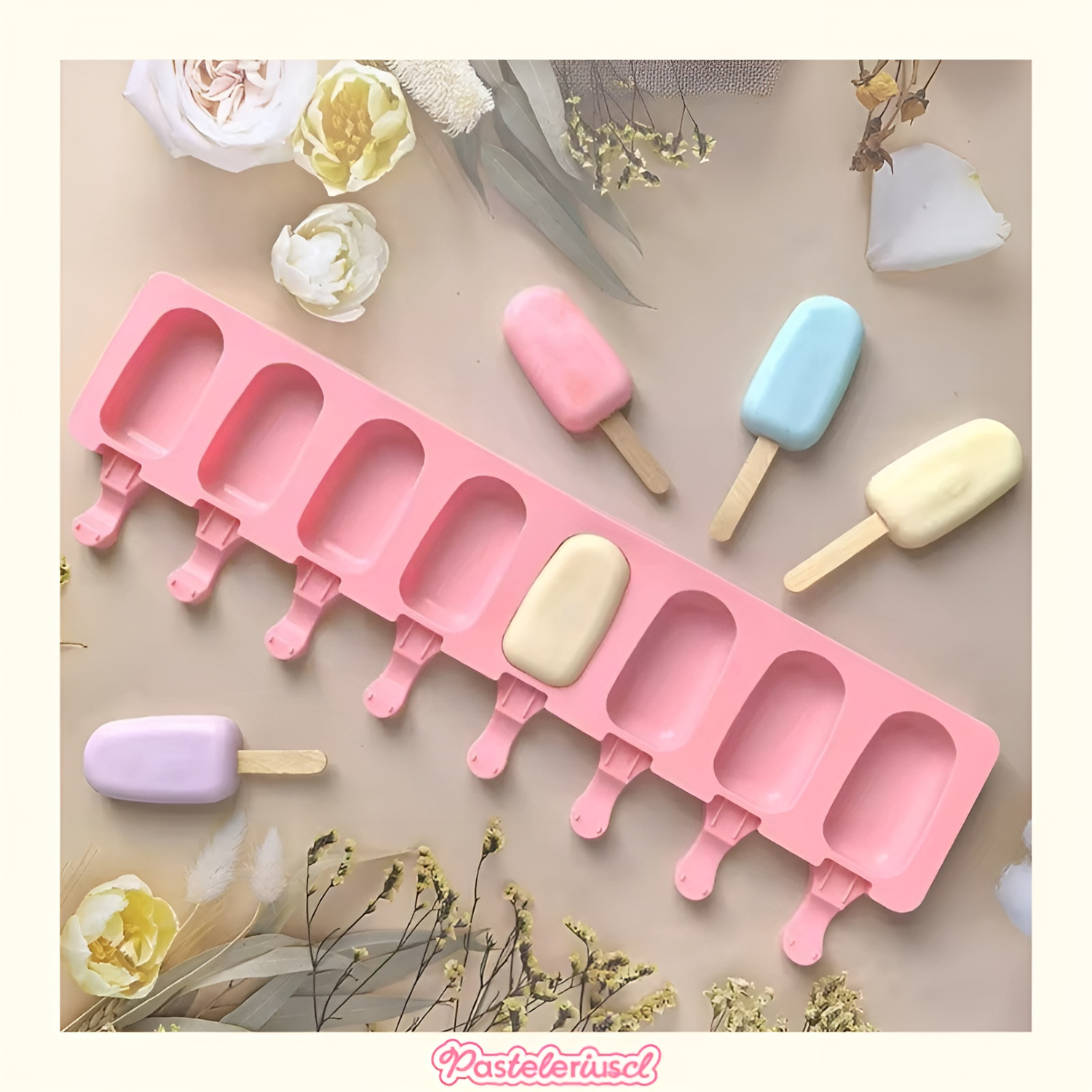 moldes de silicona para helado Molde Paletas helado 8cav mini helado Magnum-5