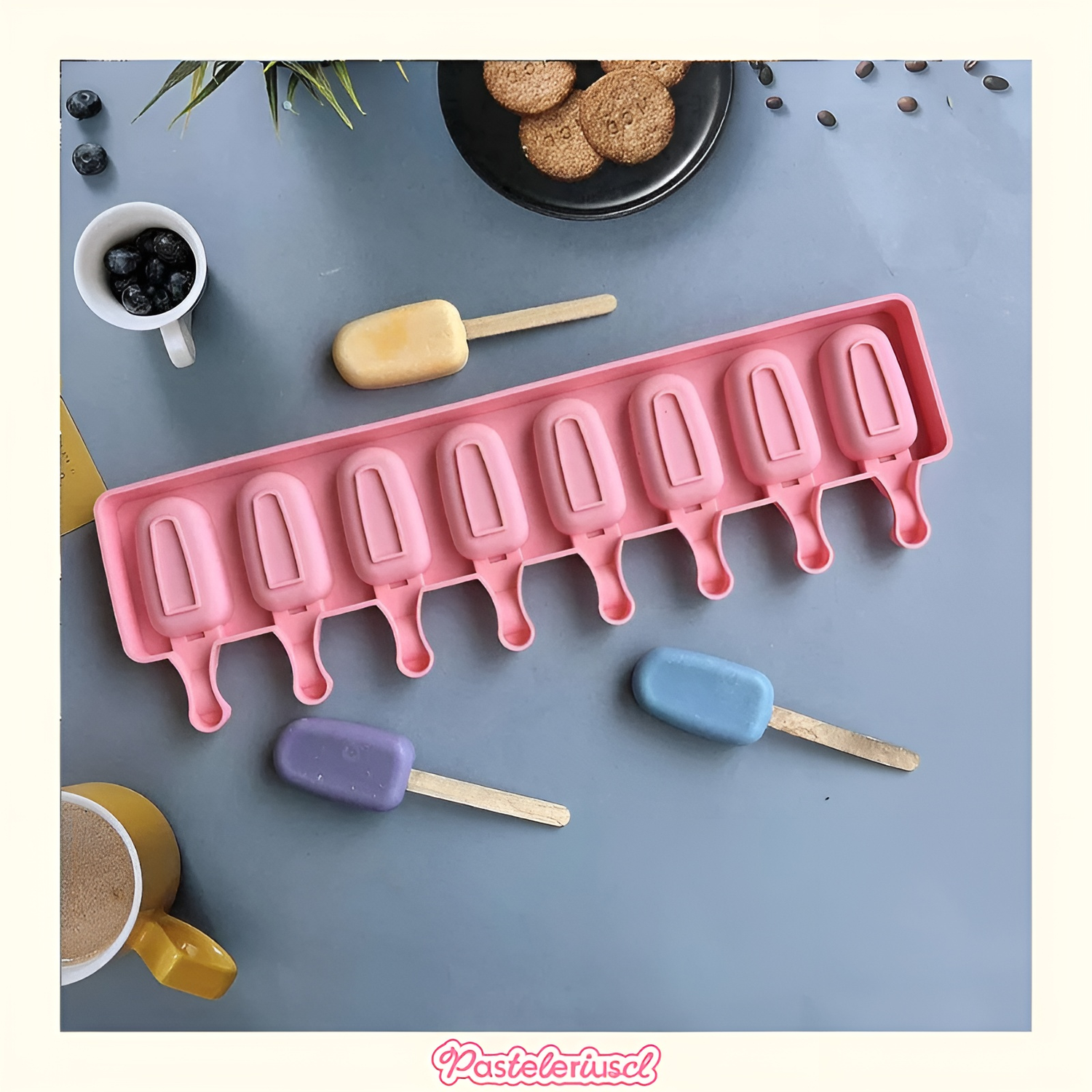 moldes de silicona para helado Molde Paletas helado 8cav mini helado Magnum-9