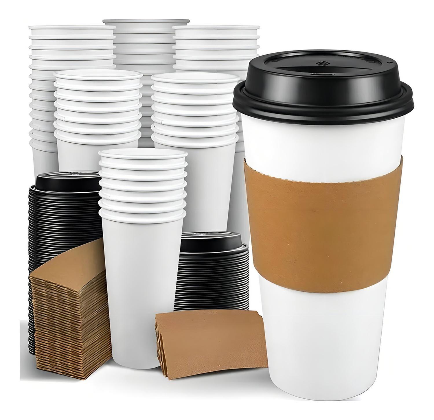 200 Vasos De Cafe Vasos Vaso Con Tapa Y Manga 16oz 200unid Vaso Polipapel 16oz Vasos Para Cafe Vaso-0