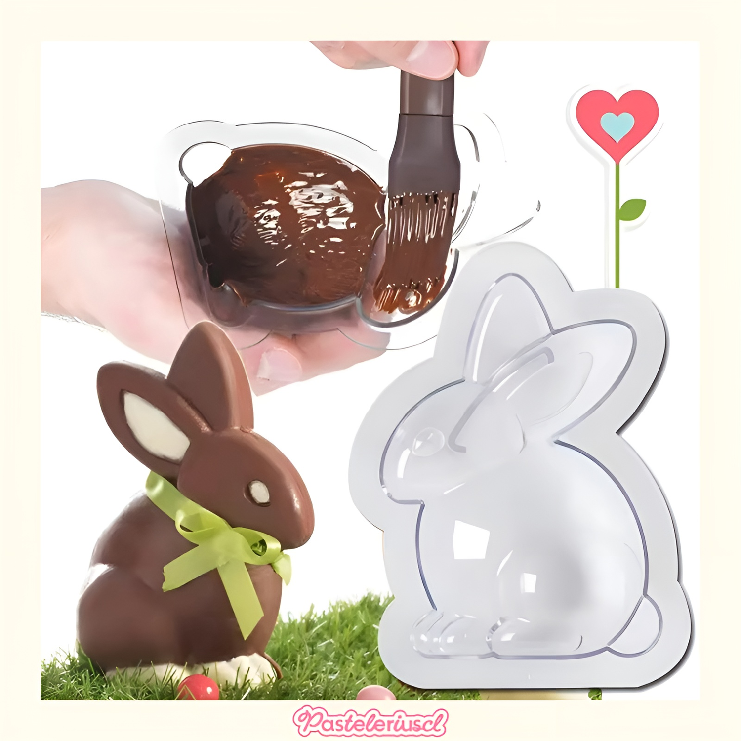2 moldes de Pascua molde de conejo grande 3D molde para pastel de chocolate bomba de conejito-3