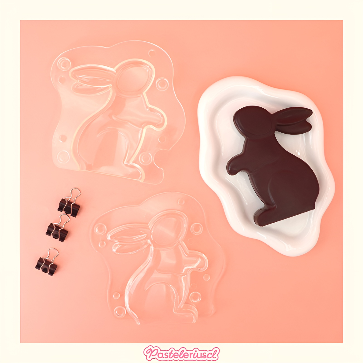 2 moldes de Pascua molde de conejo grande 3D molde para pastel de chocolate bomba de conejito-5