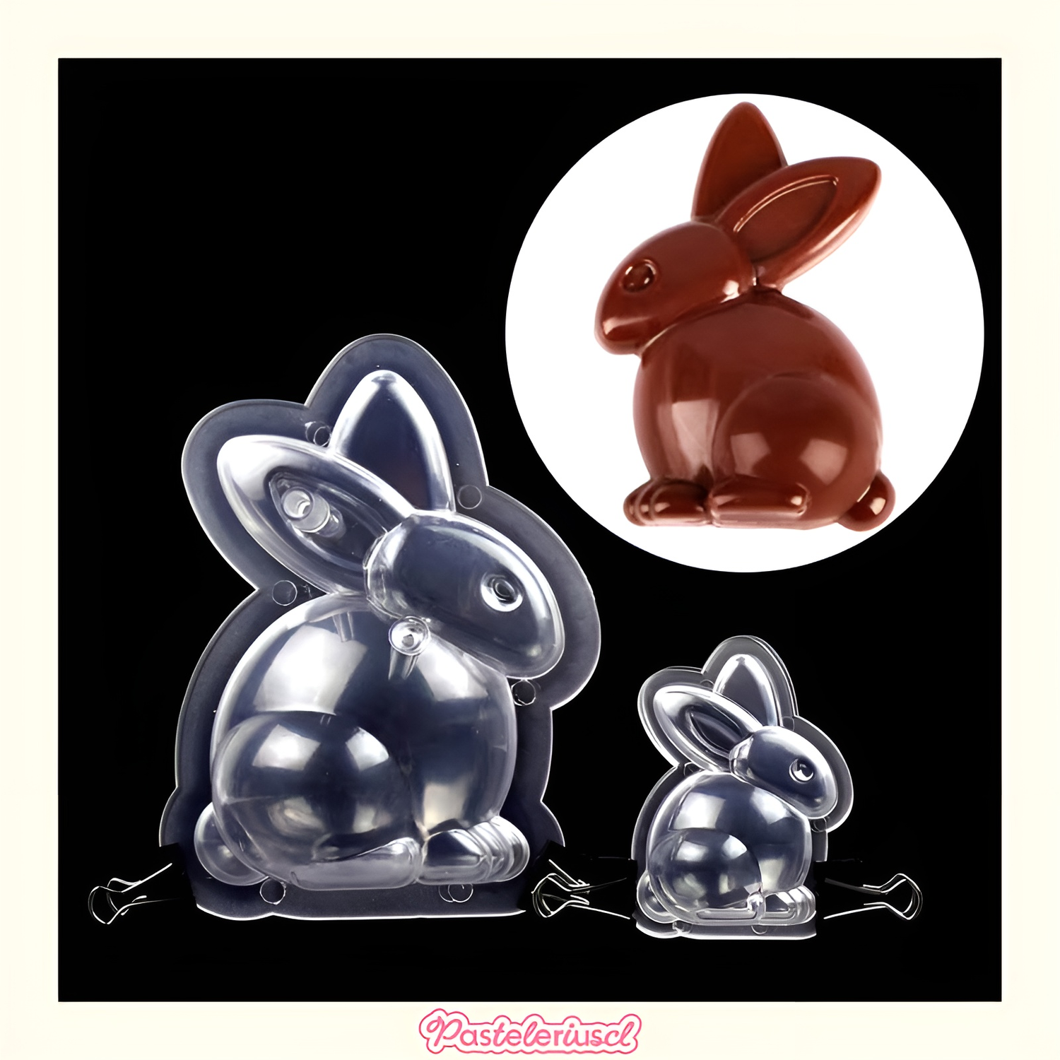 2 moldes de Pascua molde de conejo grande 3D molde para pastel de chocolate bomba de conejito-9