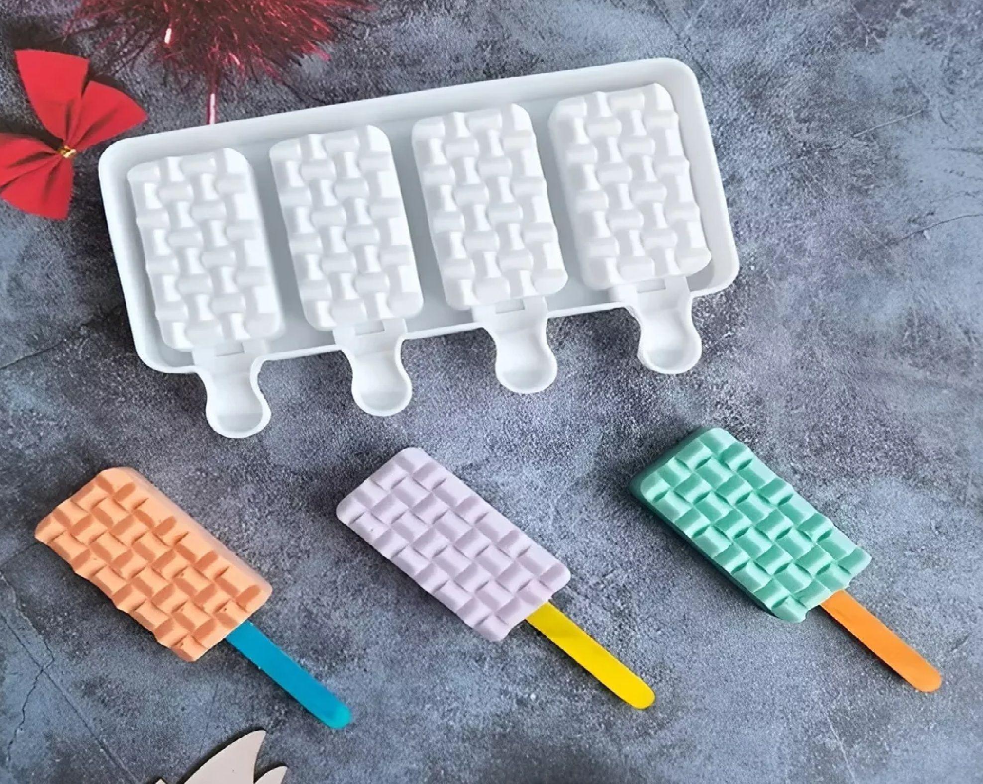 X2 Moldes De Silicona Reposteria Molde Helados Trenzado 4cav-7