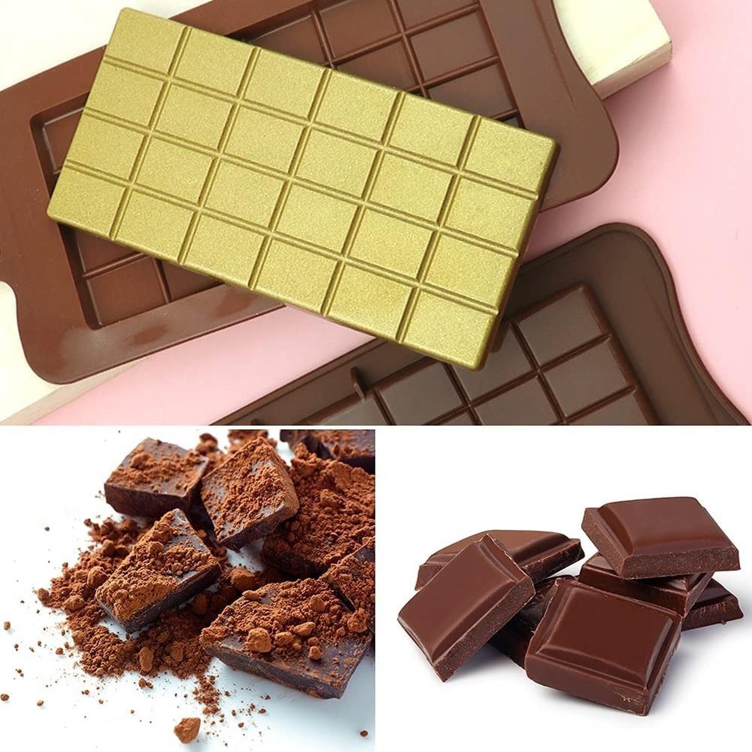 Pack X3 Moldes De Chocolate Barra De Chocolate Silicona Marrón-5