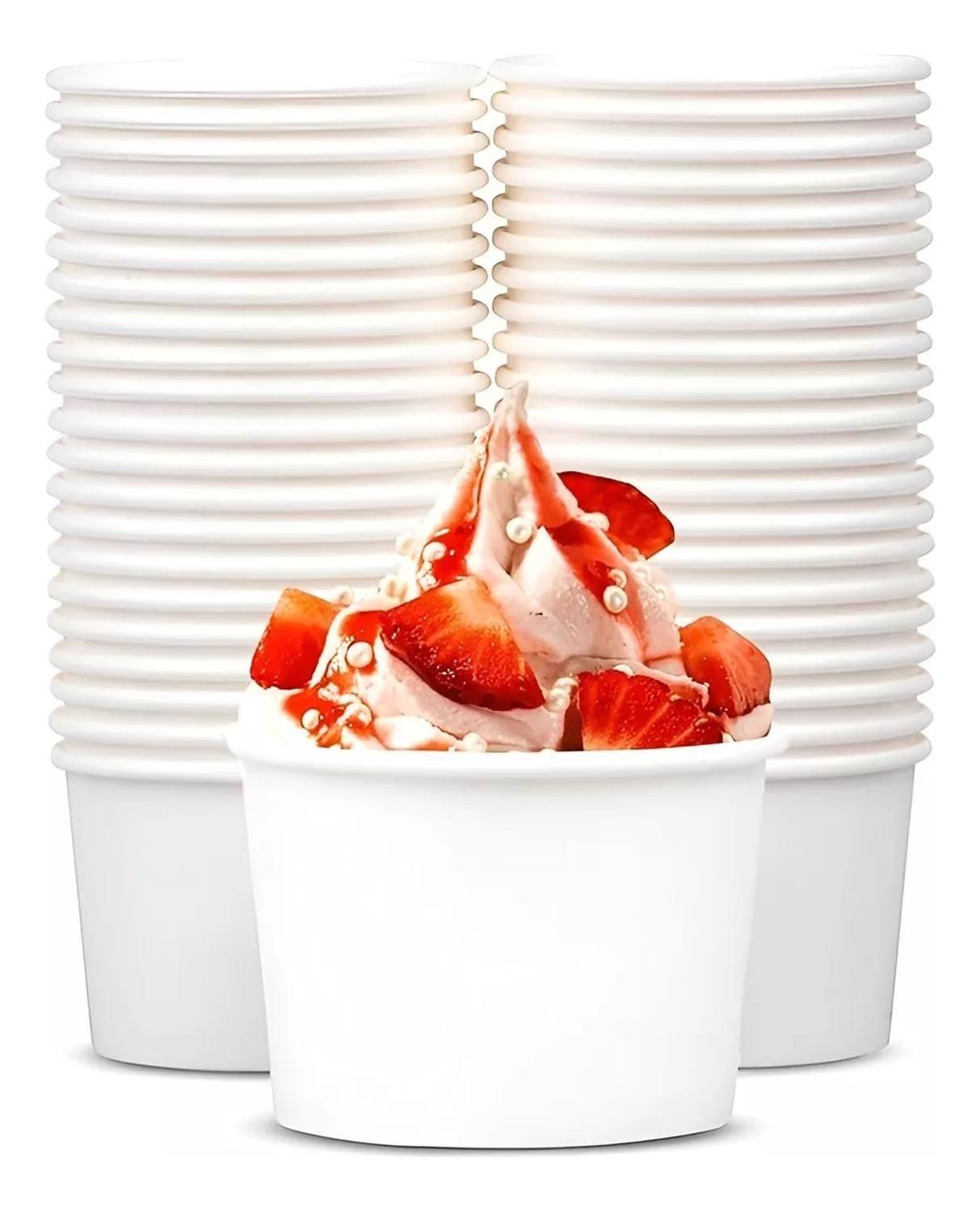 100 Vasos Polipapel Pote Helado Vasos Desechables Helado 4.5oz Vasos Polipapel Desechables Vasos Par-0