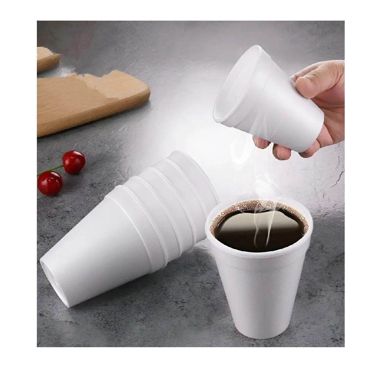 X100 Vasos Desechables Vasos Plumavit Termico Vaso 6oz/177ml Blanco-5