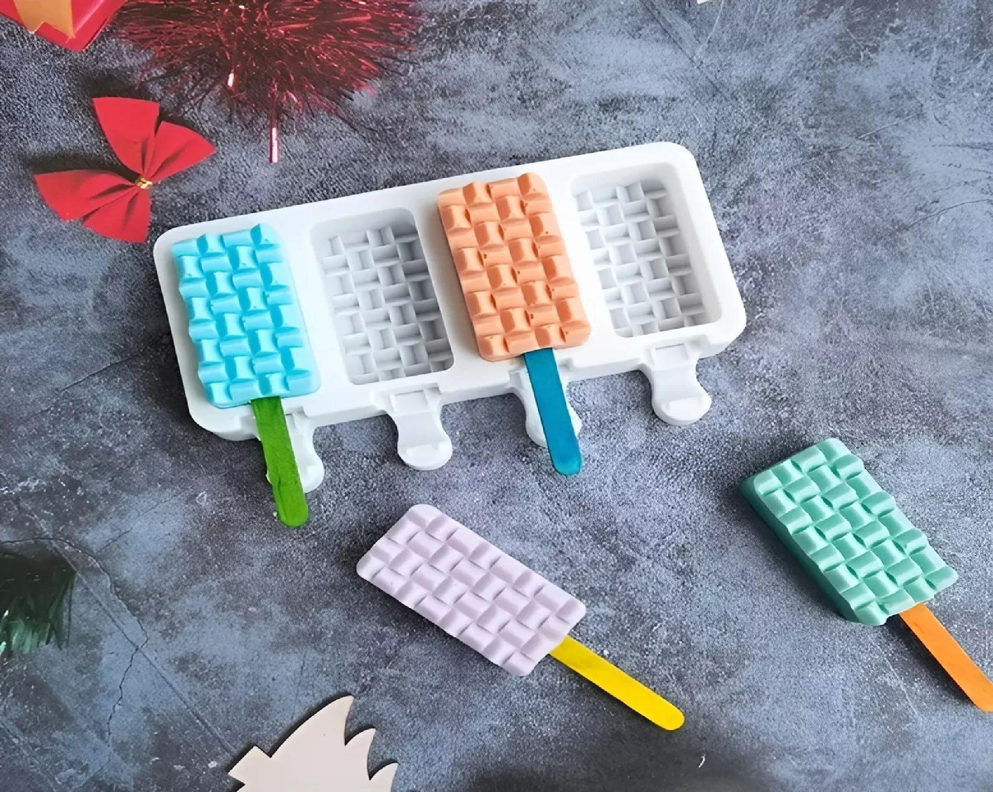X2 Moldes De Silicona Reposteria Molde Helados Paletas 4cav-4