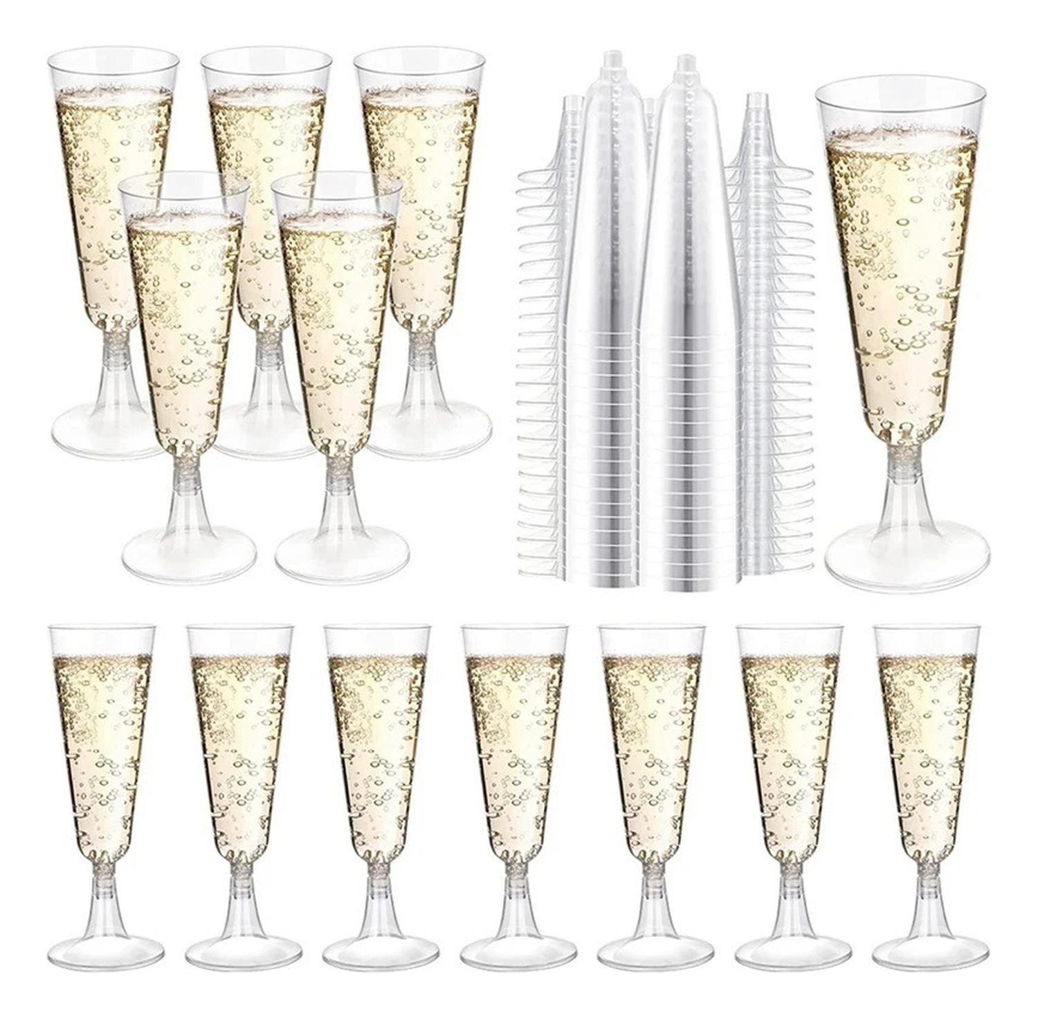 80 Copas Champagne Copa Acrilico Flauta Copas Champaña 5oz Transparentes-0