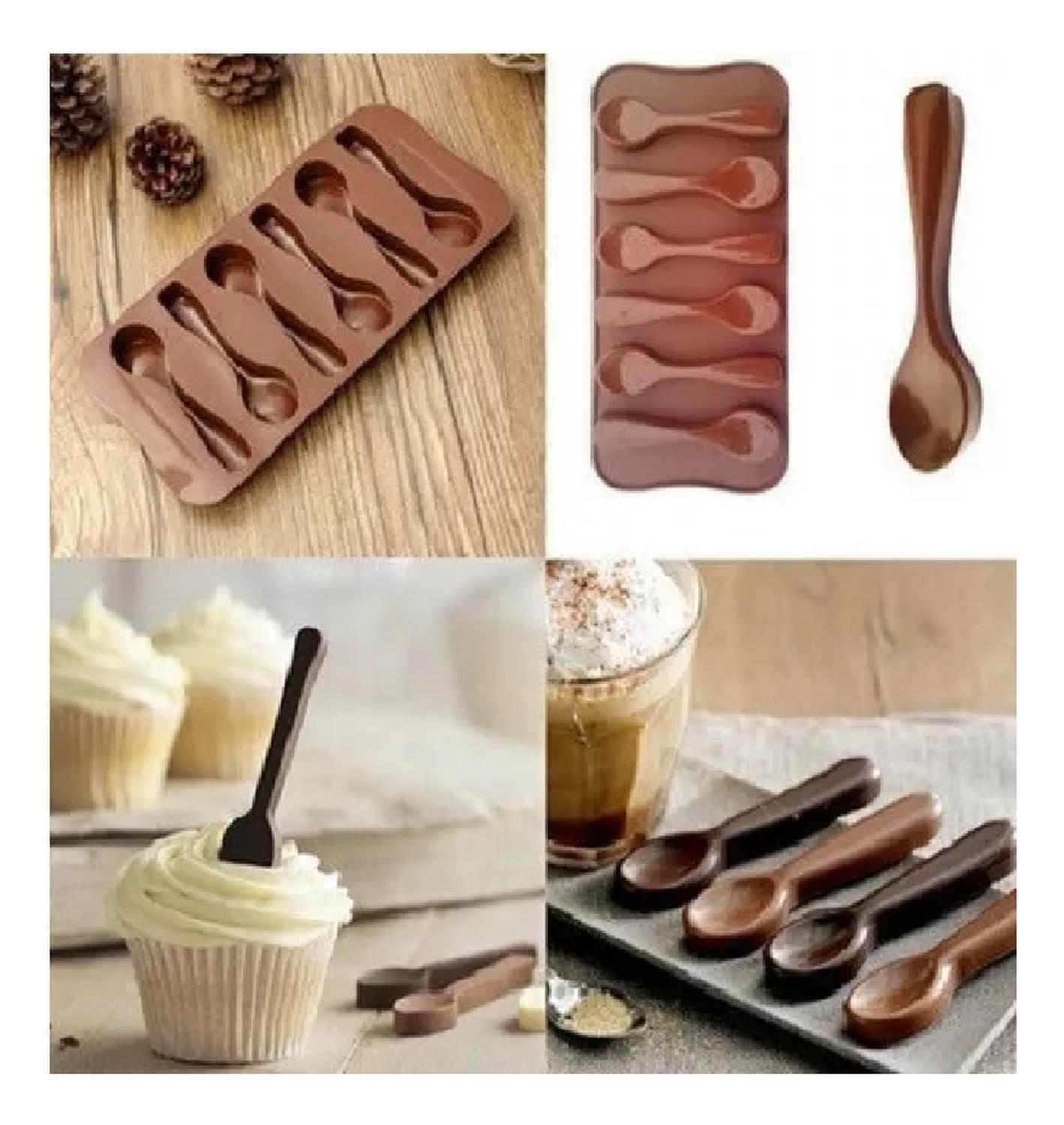 Molde Chocolate Moldes Silicona Chocolate Cucharas-2