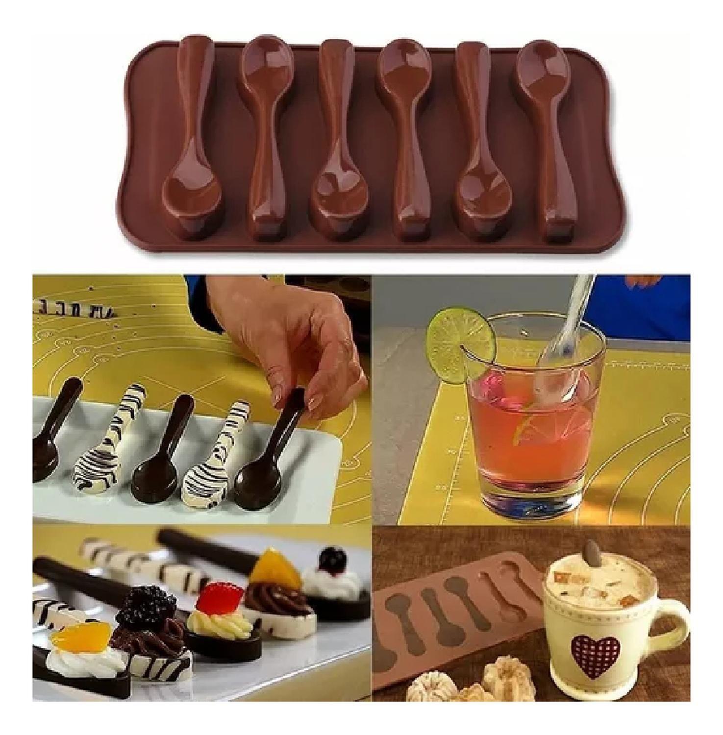 Molde Chocolate Moldes Silicona Chocolate Cucharas-4