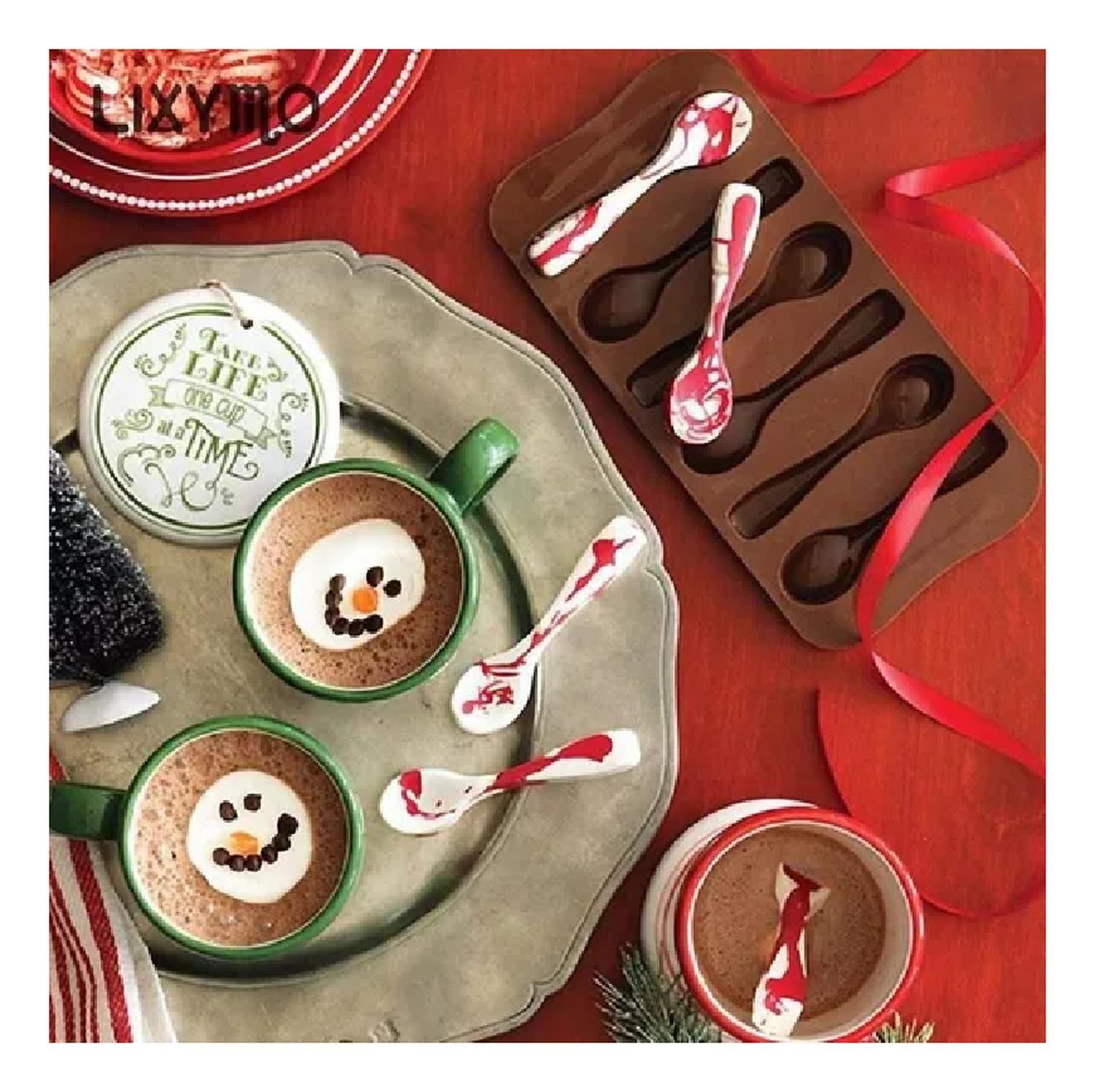 Molde Chocolate Moldes Silicona Chocolate Cucharas-8