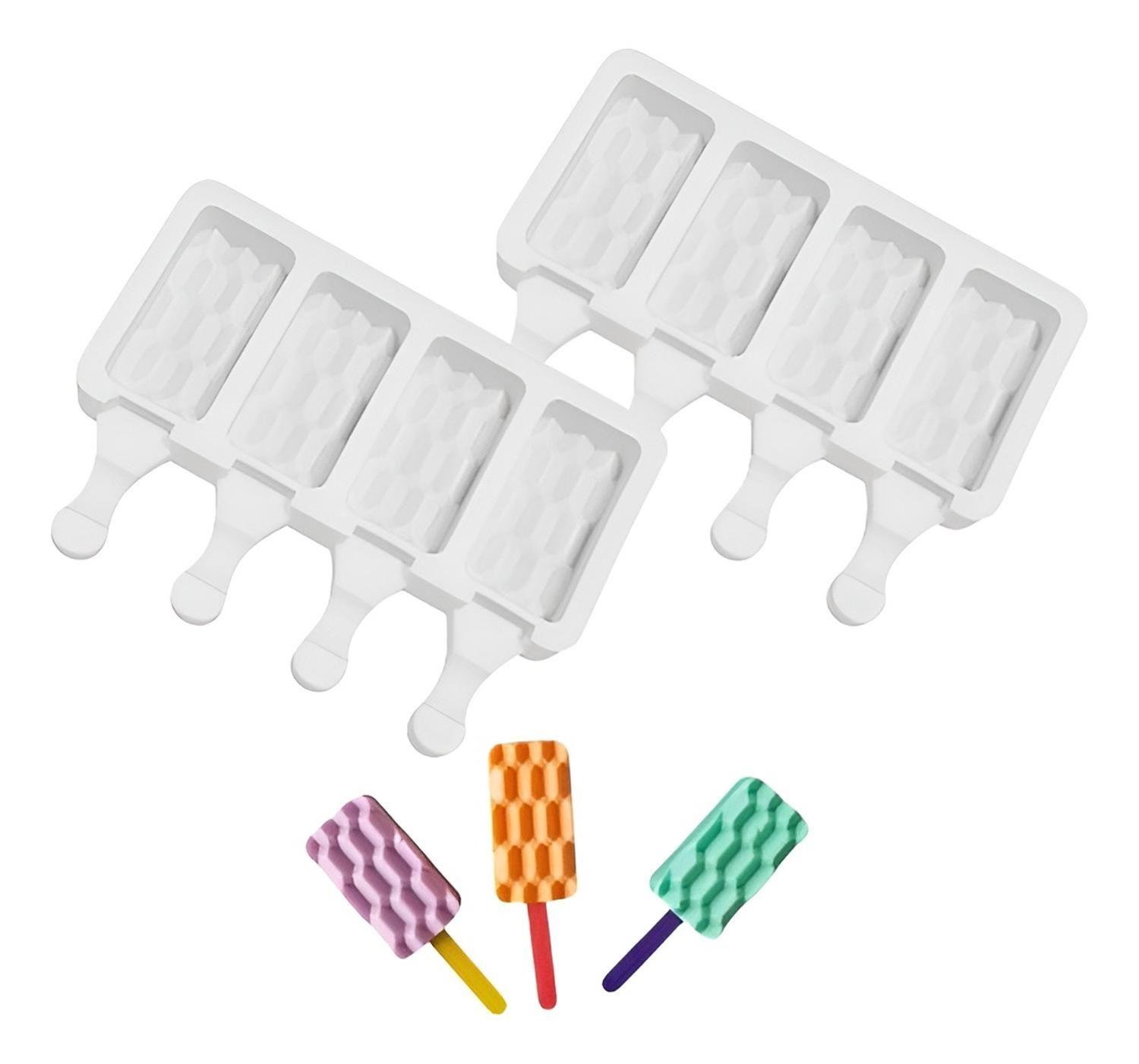 Pack X2 Moldes De Silicona Reposteria Molde Helados Ladrillo Blanco-0