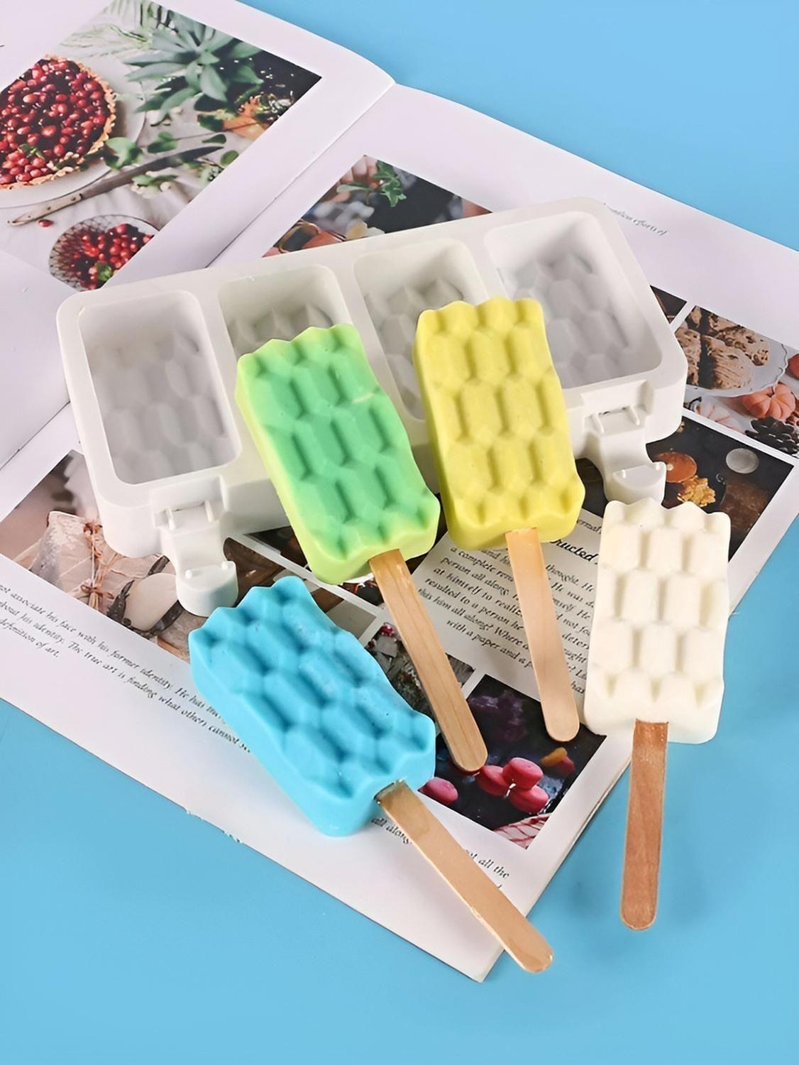 Pack X2 Moldes De Silicona Reposteria Molde Helados Ladrillo Blanco-1