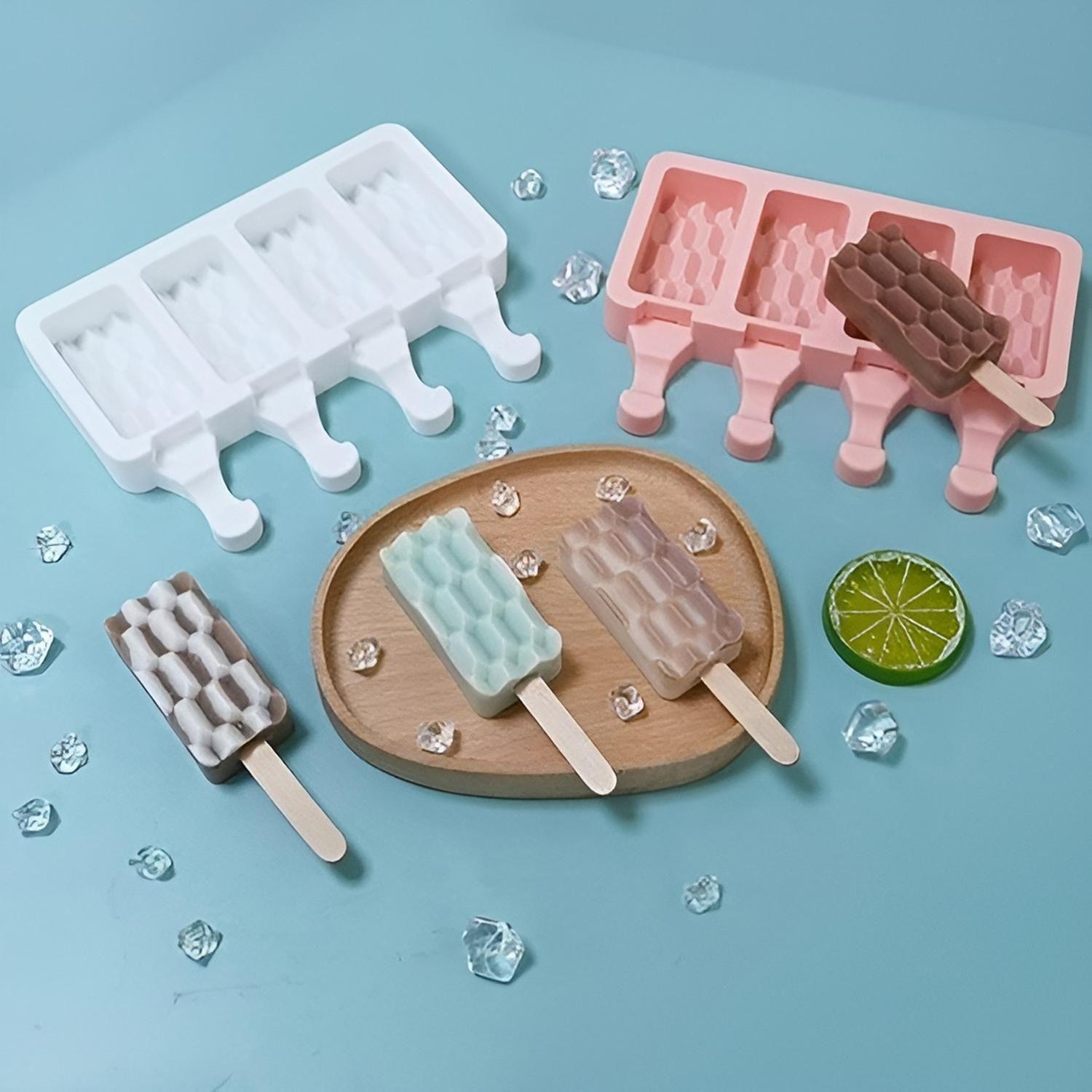 Pack X2 Moldes De Silicona Reposteria Molde Helados Ladrillo Blanco-3
