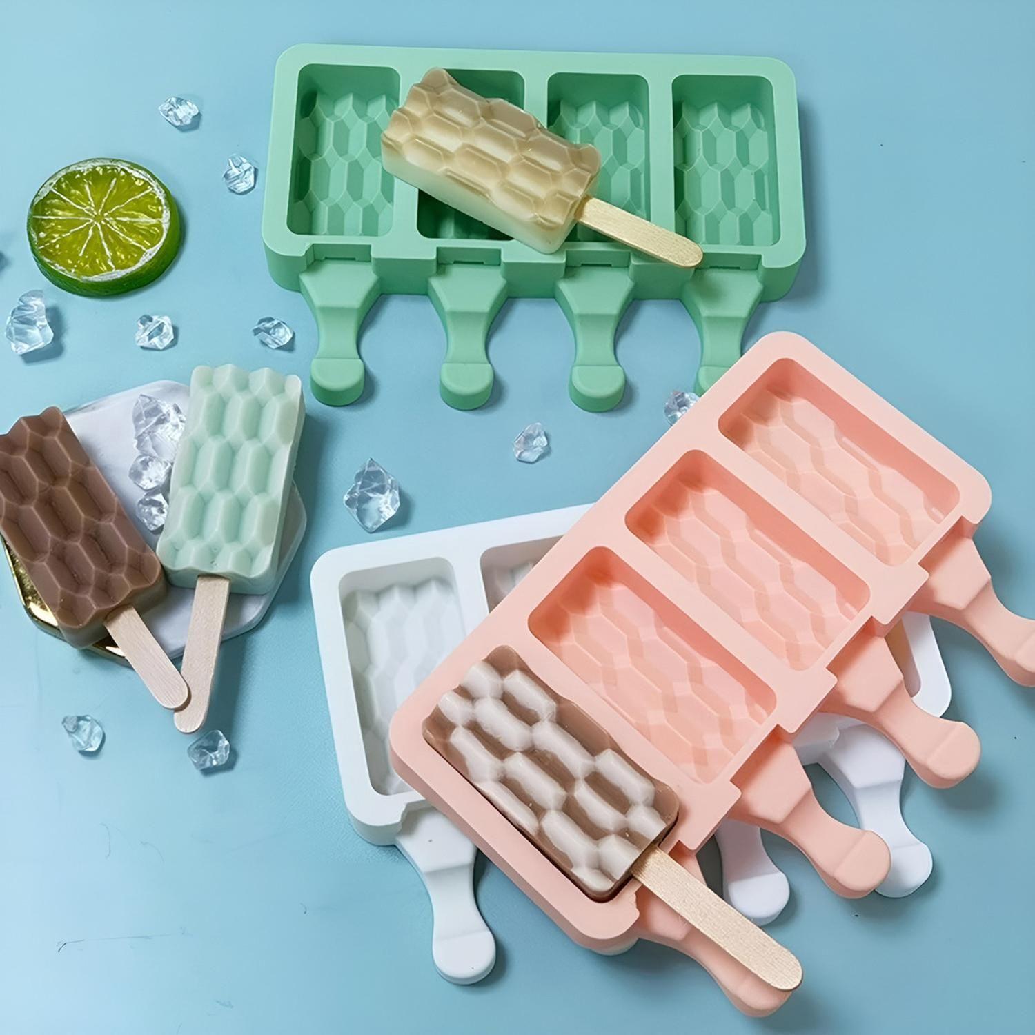 Pack X2 Moldes De Silicona Reposteria Molde Helados Ladrillo Blanco-9