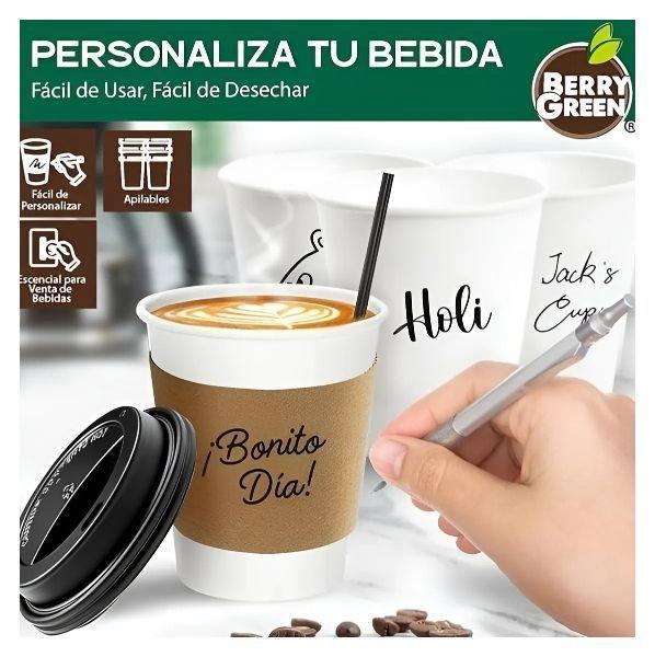 150 Vasos Para Cafe Vasos Polipapel C/tapa+manga 10oz/ 296ml Vasos Desechables Café-5