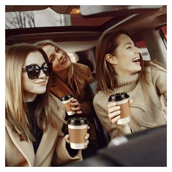 150 Vasos Para Cafe Vasos Polipapel C/tapa+manga 10oz/ 296ml Vasos Desechables Café-6