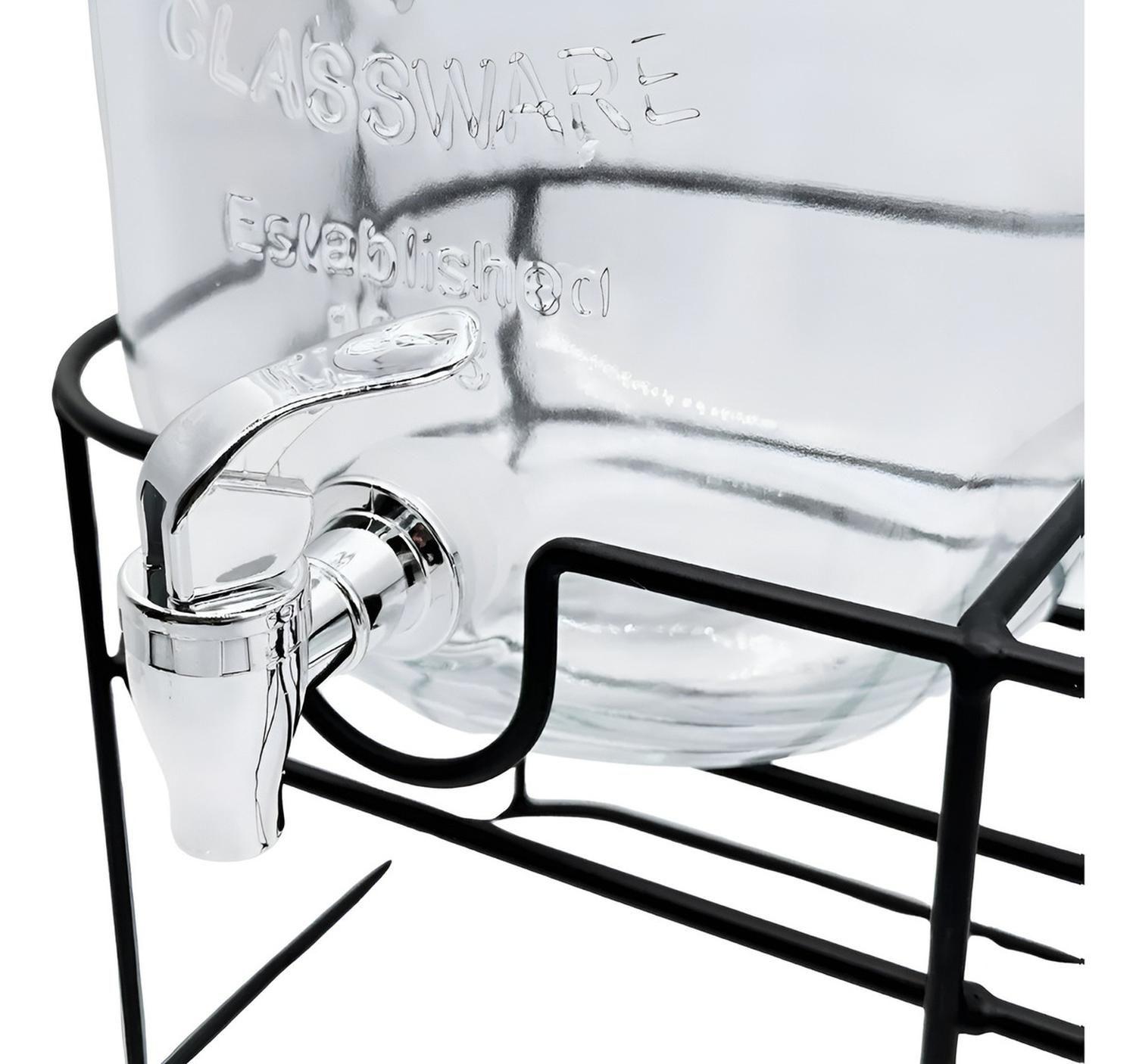 Dispensador De Bebidas Jarro De Vidrio Doble Para Jugos 4l-4