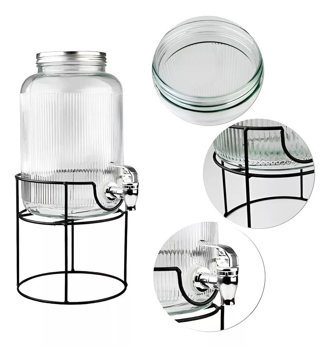 Jarros De Vidrio Dispensador De Bebidas Con Atril Jarro 3.8l-2