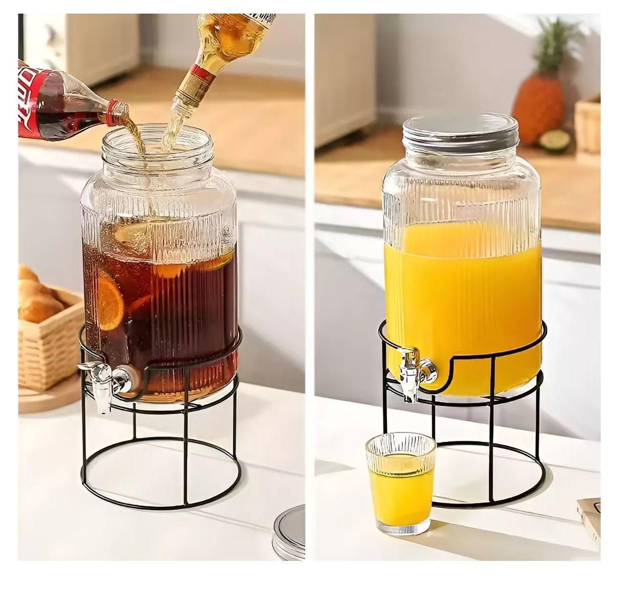 Jarros De Vidrio Dispensador De Bebidas Con Atril Jarro 3.8l-3