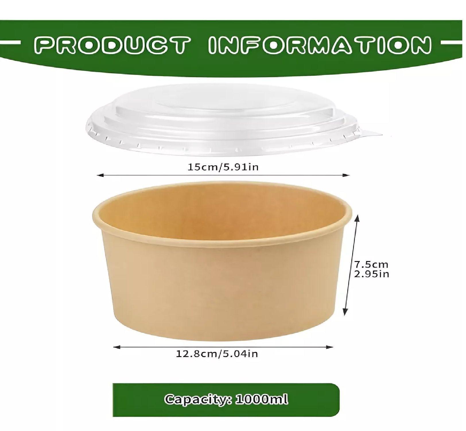200 Bowl Con Tapa Bowls Plastico Bowl Kraft Envases 1000 Cc-2