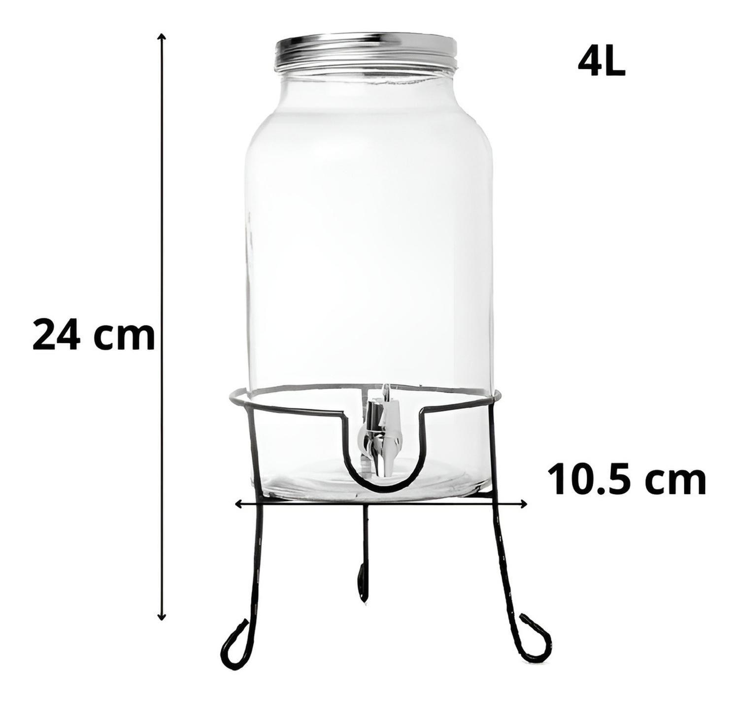 Jarro De Vidrio Dispensador De Bebidas Con Atril Jarros 4l-2