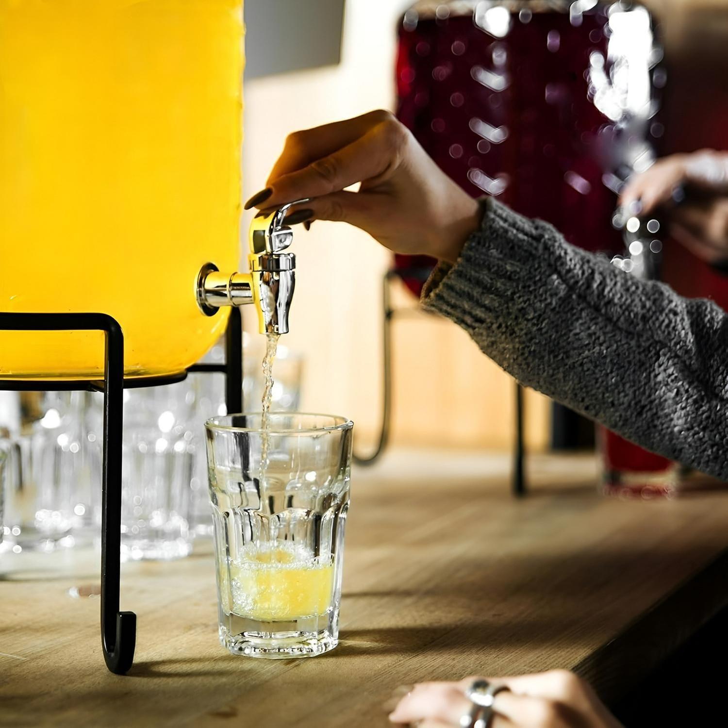 Jarro De Vidrio Dispensador De Bebidas Con Atril Jarros 4l-7