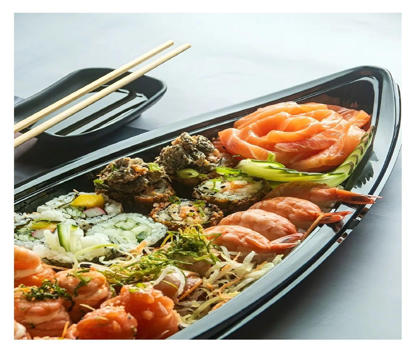 100 Envases Barcos De Sushi Bandeja C/tapa Barco Para Sushi-5