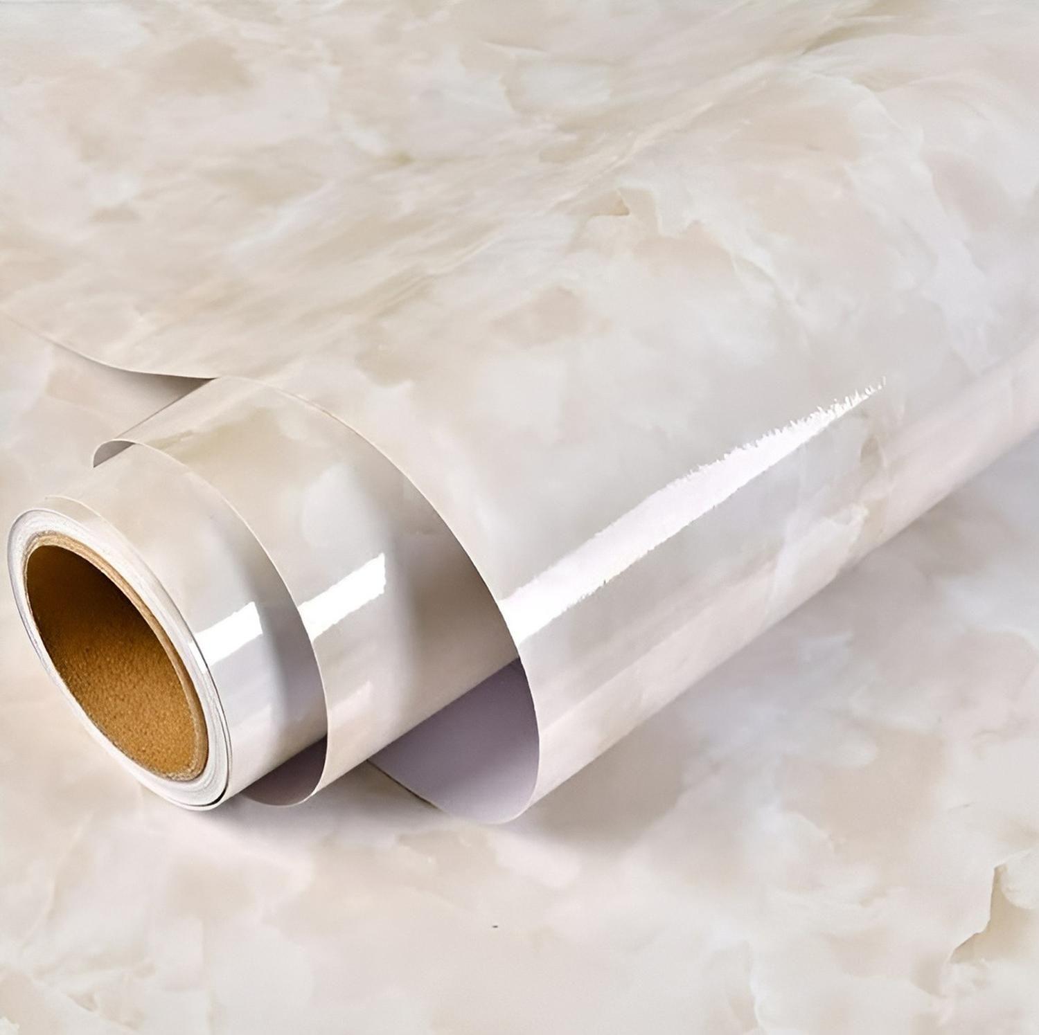2 Papel Para Pared Papel Mural Pvc Autoadhesivo Marmol 10mts Beige-3