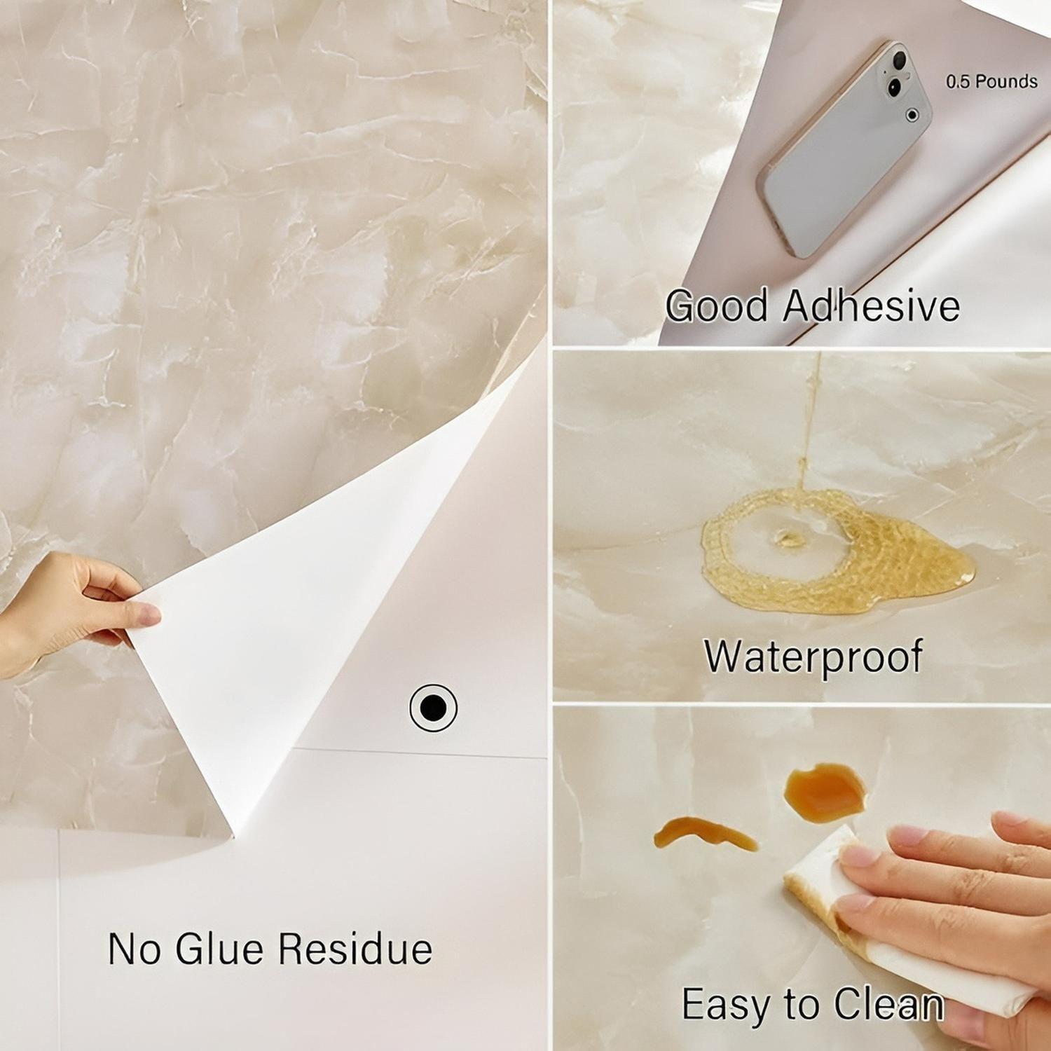2 Papel Para Pared Papel Mural Pvc Autoadhesivo Marmol 10mts Beige-4