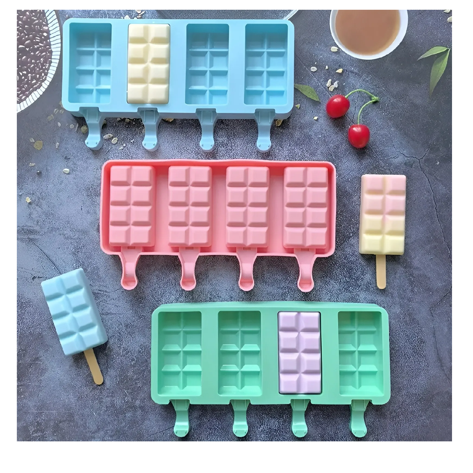 Pack X4 Molde De Silicona Para Helados Molde De Helado 051 MULTICOLOR -7