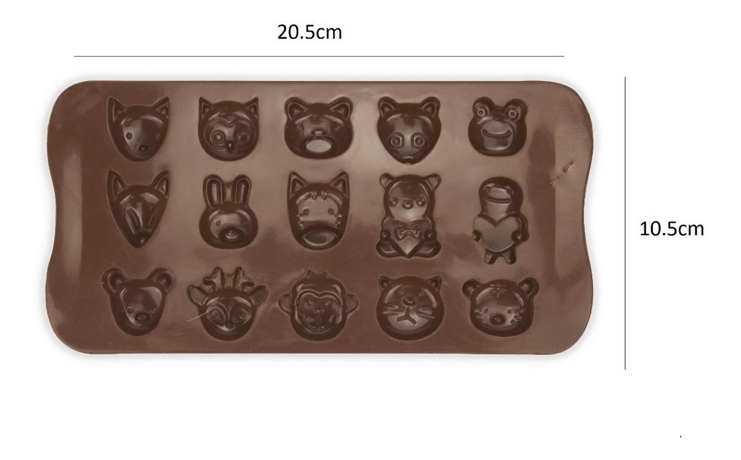 2 Moldes De Chocolate Molde De Silicona Animalitos Marrron Marrón-2