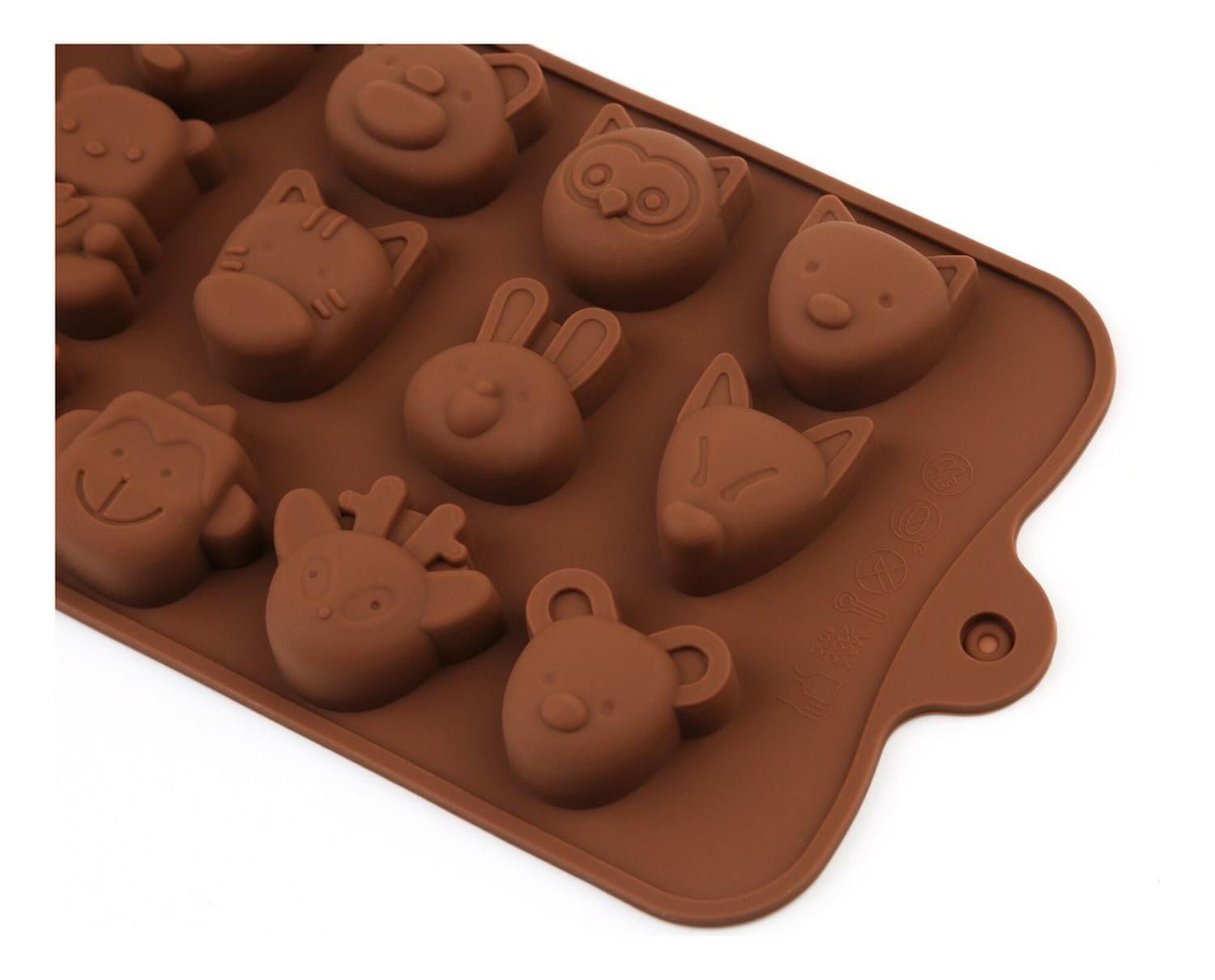 2 Moldes De Chocolate Molde De Silicona Animalitos Marrron Marrón-6
