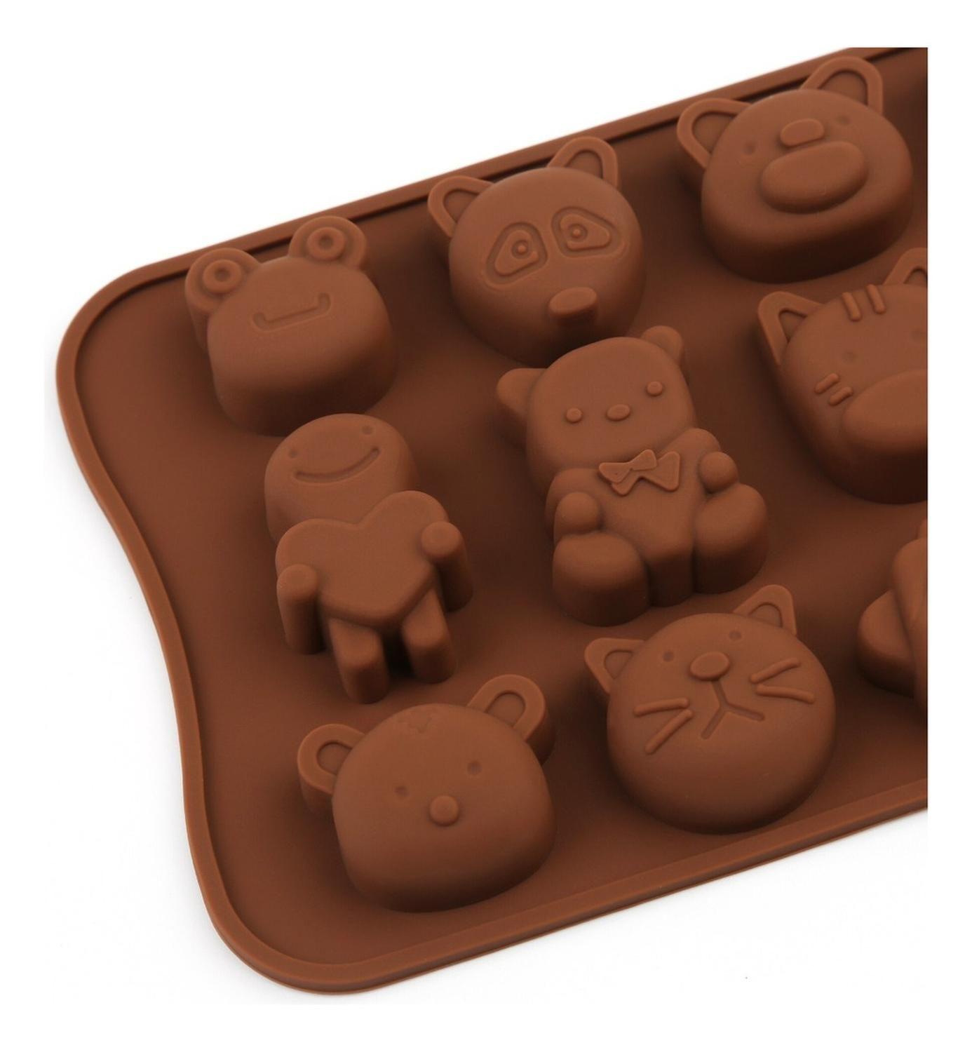 2 Moldes De Chocolate Molde De Silicona Animalitos Marrron Marrón-7