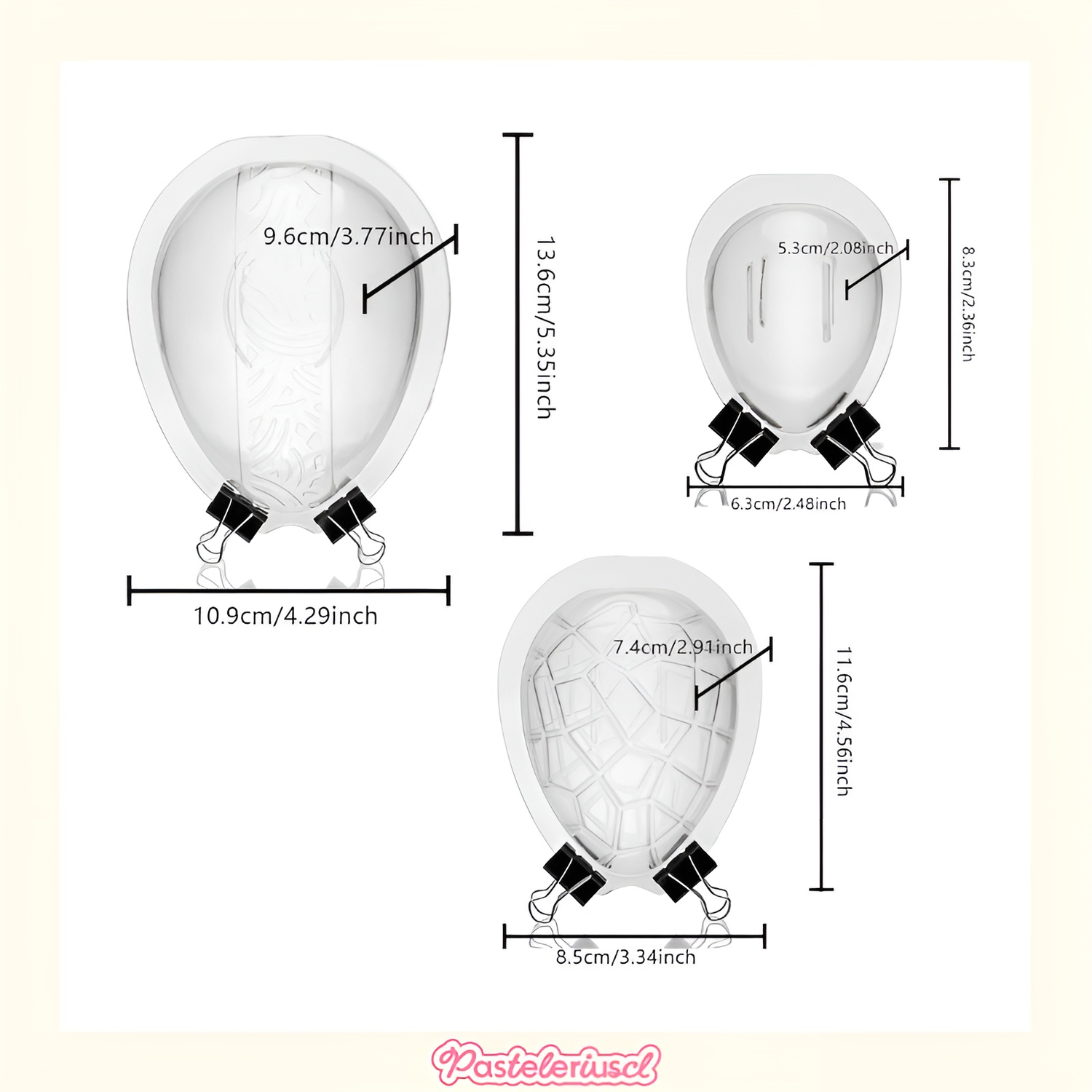 3 moldes para huevos de Pascua y chocolate 3D molde patrón de huevo grande craquelado policarbonato -2