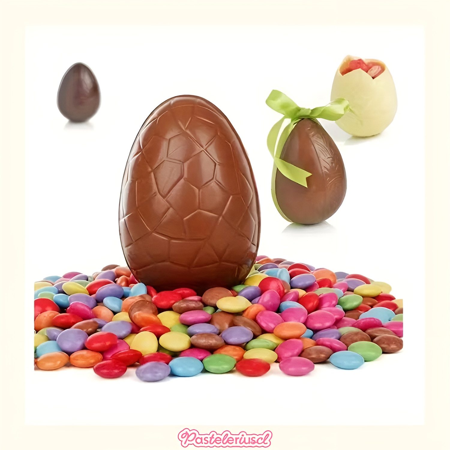 3 moldes para huevos de Pascua y chocolate 3D molde patrón de huevo grande craquelado policarbonato -4