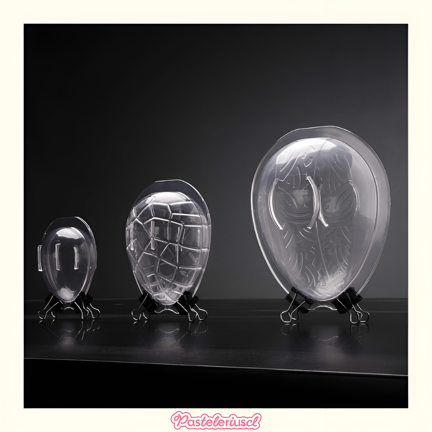 3 moldes para huevos de Pascua y chocolate 3D molde patrón de huevo grande craquelado policarbonato -5