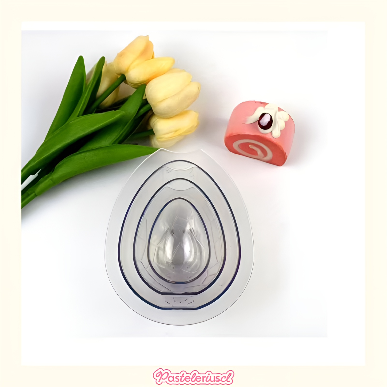 3 moldes para huevos de Pascua y chocolate 3D molde patrón de huevo grande craquelado policarbonato -7