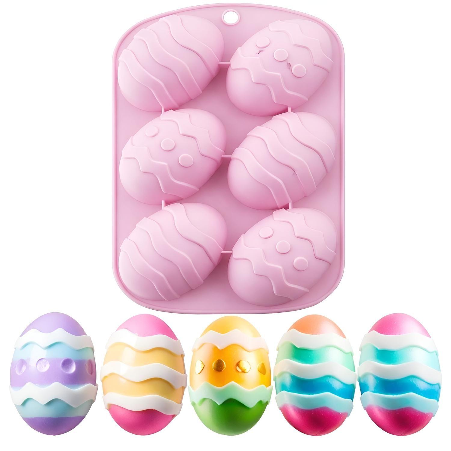 X4 Moldes de silicona para huevos de Pascua 6cav huevos grandes para rellenar-7