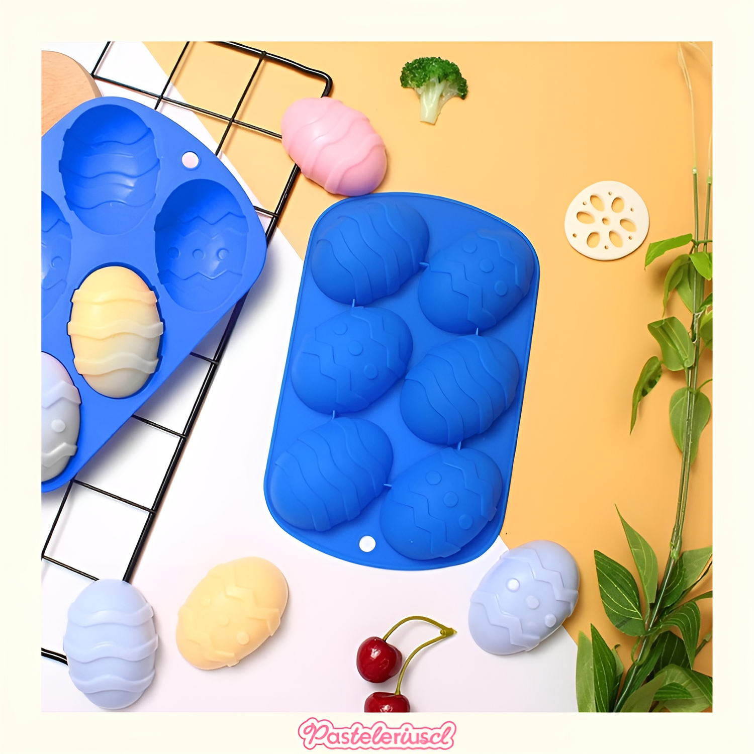 X4 Moldes de silicona para huevos de Pascua 6cav huevos grandes para rellenar-8