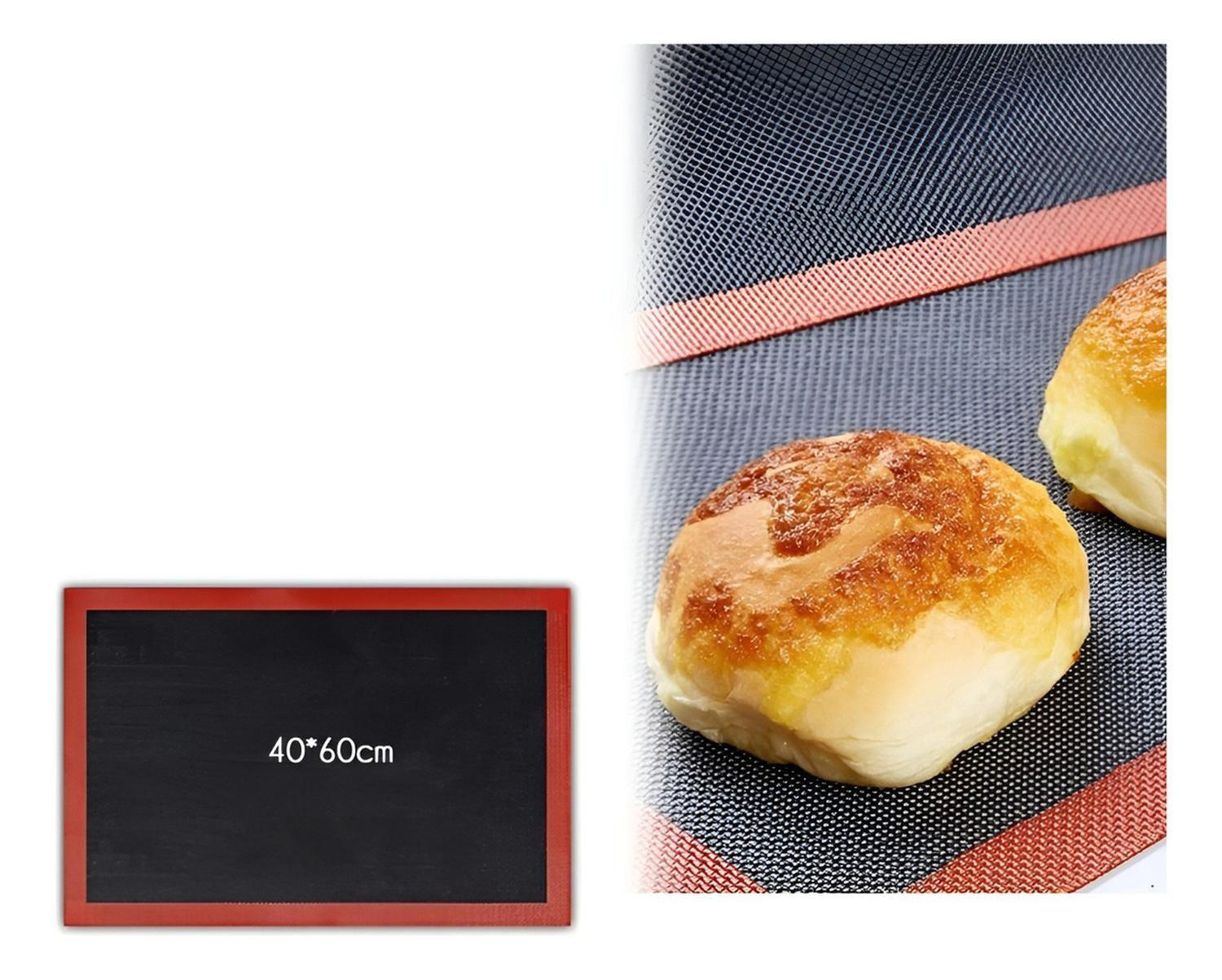 Set 2 Lamina Silicona Tapete Horno Microperforado 60x40cm Negro-2