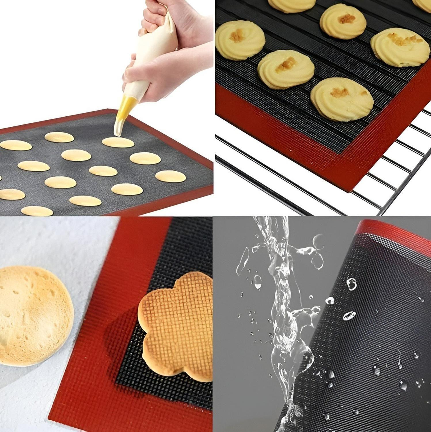 Set 2 Lamina Silicona Tapete Horno Microperforado 60x40cm Negro-6