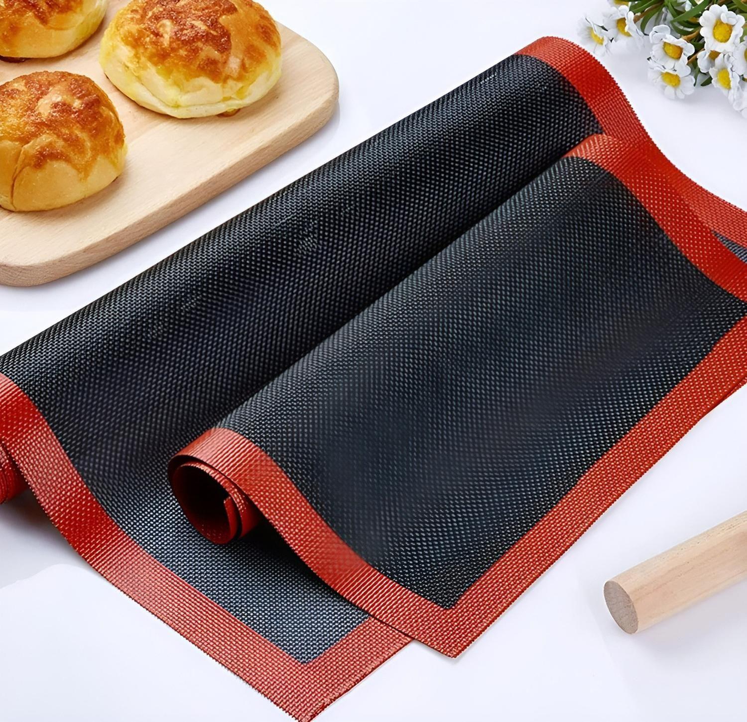 Set 2 Lamina Silicona Tapete Horno Microperforado 60x40cm Negro-8