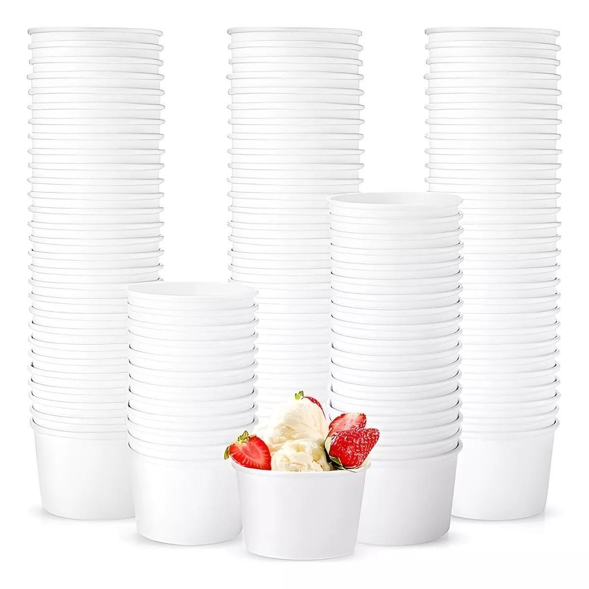 50 Vasos Polipapel Pote Helado Vasos Desechables Helado 6oz-0