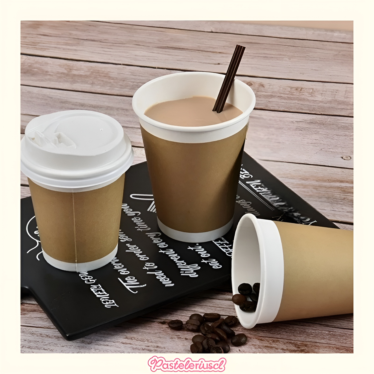 25 Vasos Polipapel Térmico Vaso Doble Pared 8oz/236ml Vasos Para Cafe Foodtruck-5