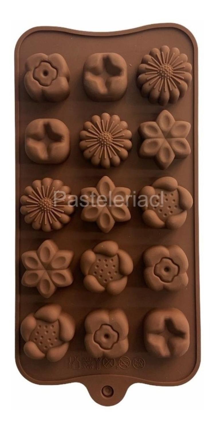 X2 Moldes De Chocolate Moldes Chocolate Silicona 5 Flores N1 Marrón-2
