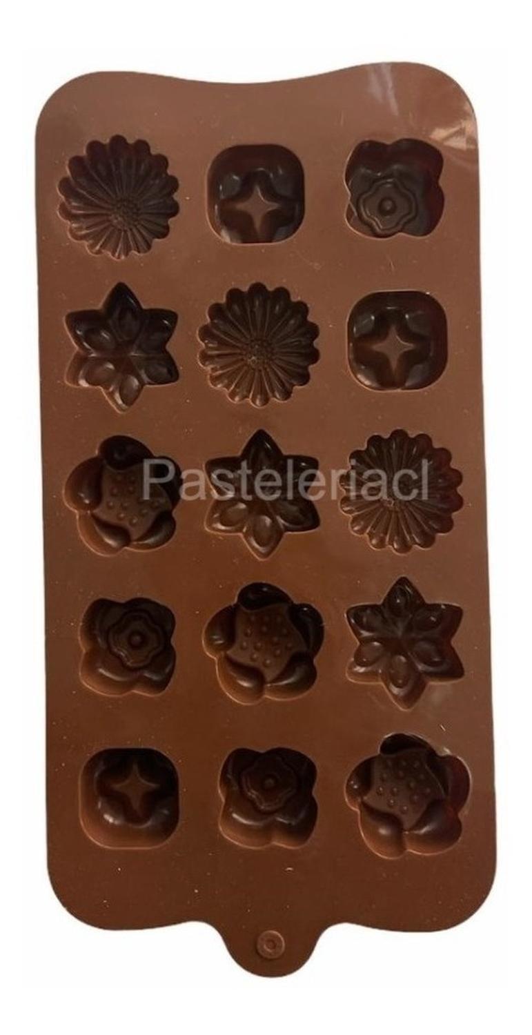 X2 Moldes De Chocolate Moldes Chocolate Silicona 5 Flores N1 Marrón-5